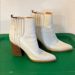 Marc Fisher white Leather Ankle Boots